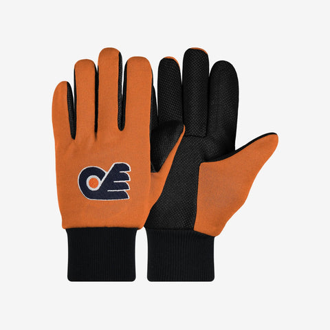 NHL Philadelphia Flyers Logo on Orange with Black Palm Utility Work Gloves by FOCO