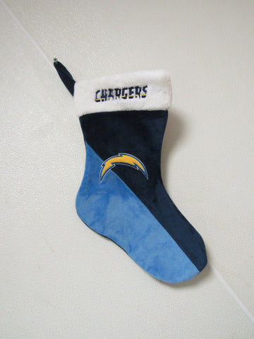 Embroidered NFL LA Chargers on 18" Lite Blue/Blue Basic Christmas Stocking