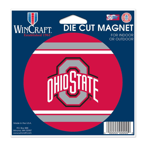 NCAA Ohio State Buckeyes on 4 inch Round Stripe Die Cut Magnet by WinCraft