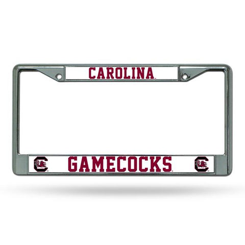 NCAA South Carolina Game Cocks Chrome License Plate Frame 1 Color Lettering