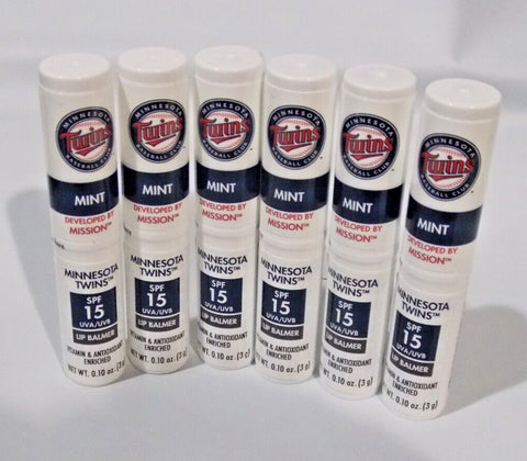 Set of 6 Sealed MLB Minnesota Twins SPF 15 Lip Balm Mission Skincare