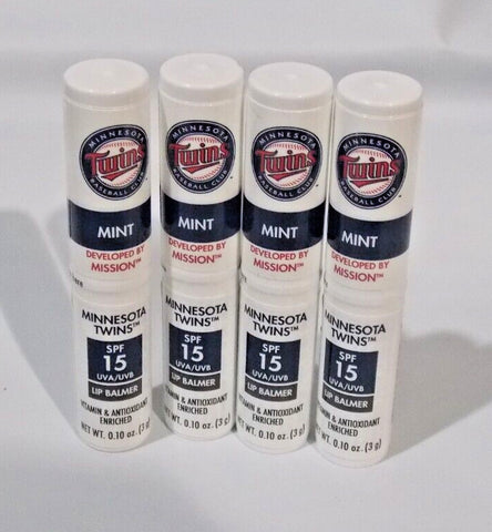 Set of 4 Sealed MLB Minnesota Twins SPF 15 Lip Balm Mission Skincare