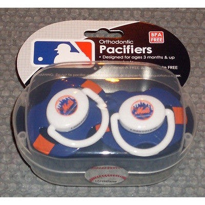 MLB New York Mets Pacifier set of 2 Striped w/Case by baby fanatic