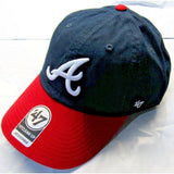 NWT MLB 47 Brand Clean Up Baseball Hat-Atlanta Braves Home Hat Navy Blue / Red