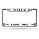 NFL Seattle Seahawks Chrome License Plate Frame Thin Letters