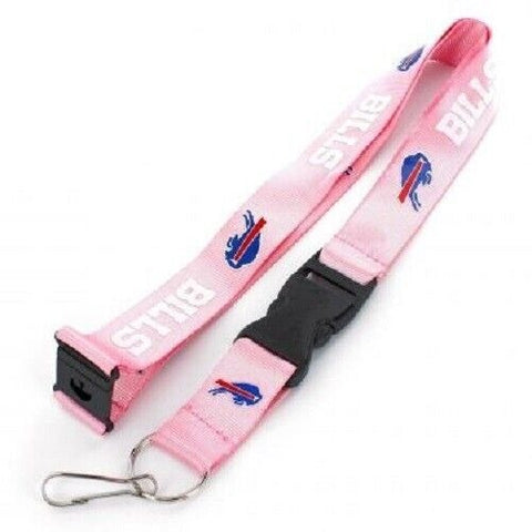 NFL Buffalo Bills Logo on Pink w/White Lettering 24" by 1" Lanyard Keychain