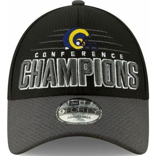 Adult New Era Los Angeles Rams Conference Champions 9FORTY Cap, Black